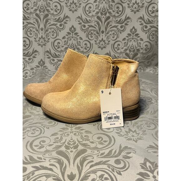 NWT Jumping Beans Rose Gold Glitter Boots 9 | Gold Zip Girls - Picture 4 of 4